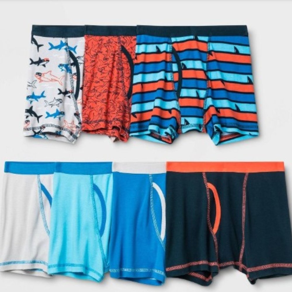 7 PACK BOYS CAT & JACK BOXER BRIEFS UNDERWEAR SIZE L (12-14) NWT